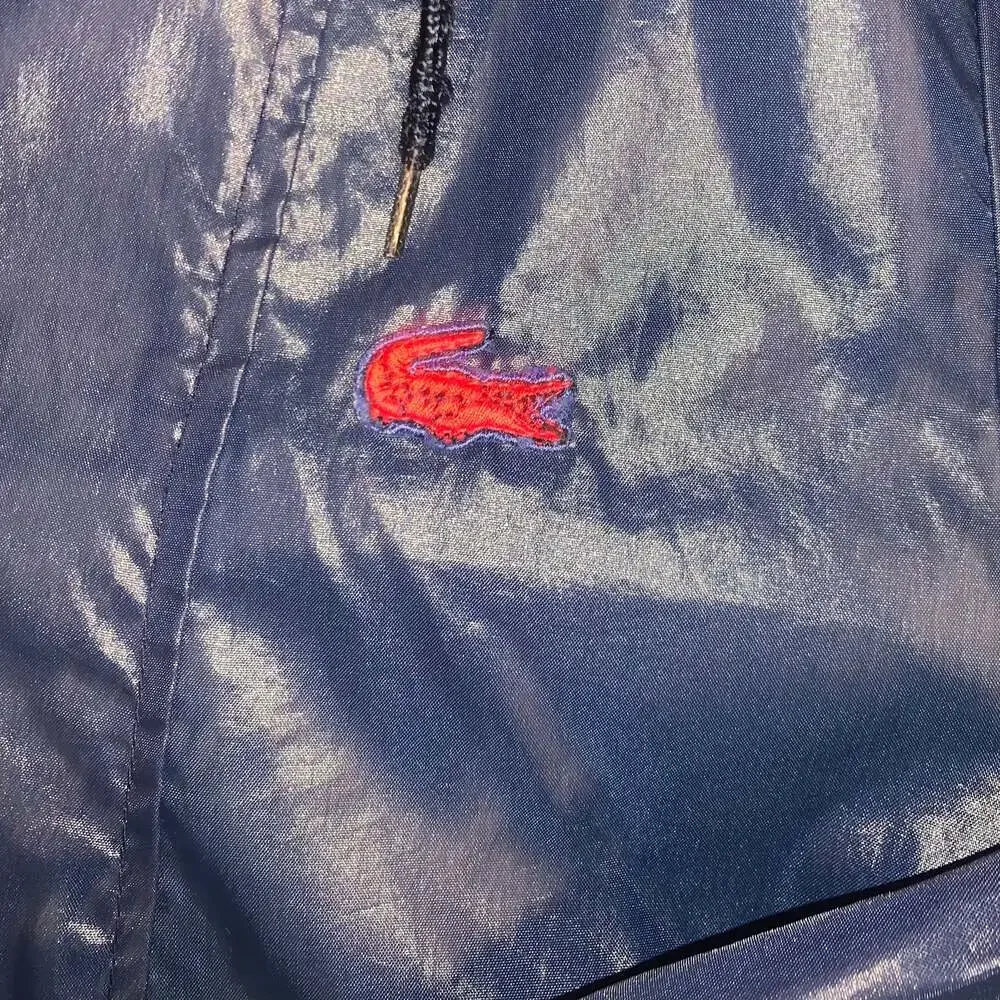 Y2K Vintage Lacoste Windbreaker Jacket Youth L Blue Red Nylon 1/4 Zip Streetwear